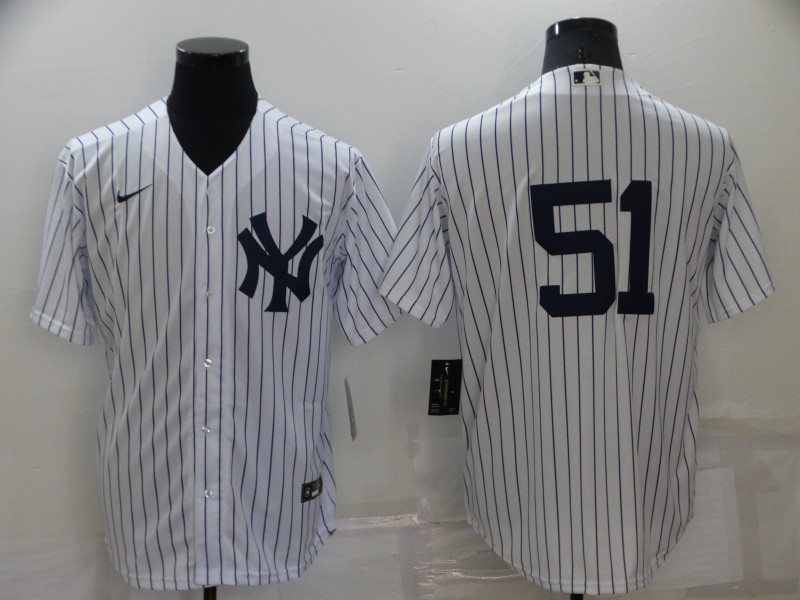 Men's New York Yankees Bernie Williams #51 White Name Jersey